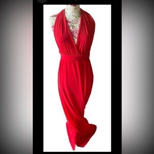 Oh My Juliet Red Deep Plunge Backless Multiway red chiffon gown Prom Dress XS